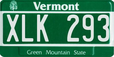 VT license plate XLK293