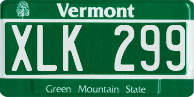VT license plate XLK299