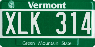 VT license plate XLK314