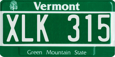 VT license plate XLK315