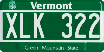 VT license plate XLK322