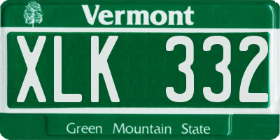 VT license plate XLK332