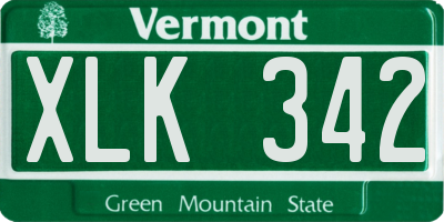 VT license plate XLK342