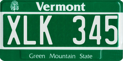 VT license plate XLK345
