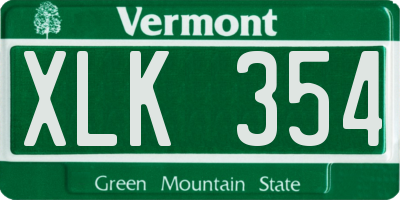 VT license plate XLK354