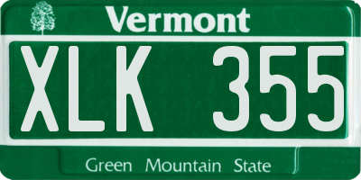 VT license plate XLK355