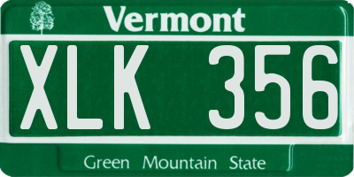 VT license plate XLK356