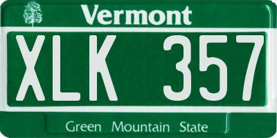 VT license plate XLK357