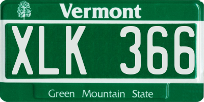 VT license plate XLK366