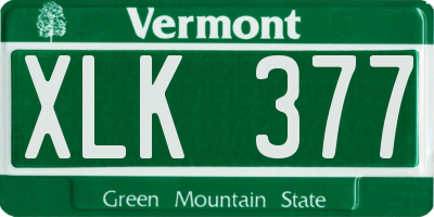 VT license plate XLK377