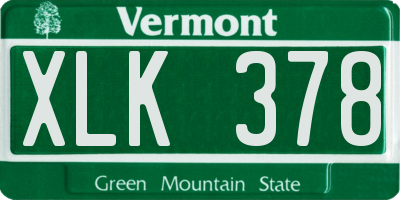 VT license plate XLK378
