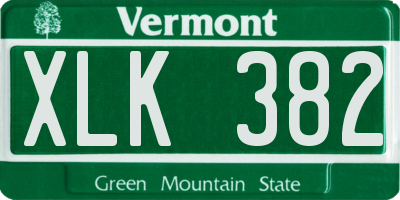 VT license plate XLK382