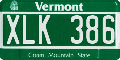VT license plate XLK386