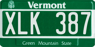 VT license plate XLK387