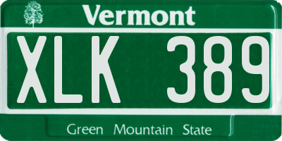 VT license plate XLK389
