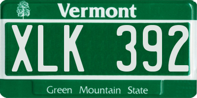 VT license plate XLK392