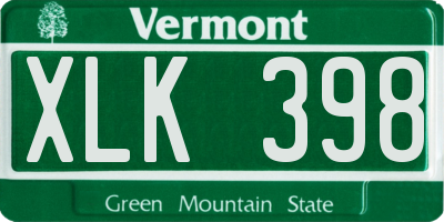 VT license plate XLK398