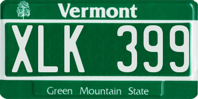 VT license plate XLK399