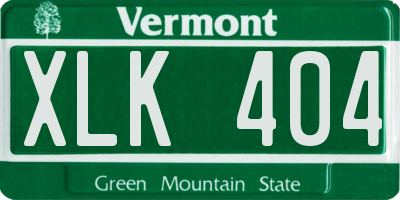 VT license plate XLK404