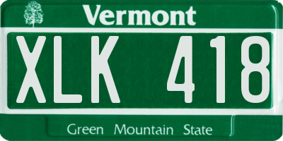 VT license plate XLK418
