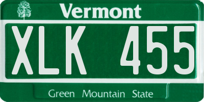 VT license plate XLK455