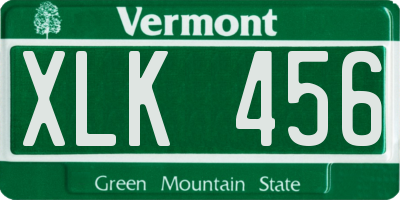 VT license plate XLK456