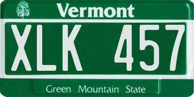 VT license plate XLK457