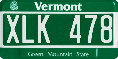 VT license plate XLK478