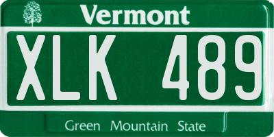 VT license plate XLK489