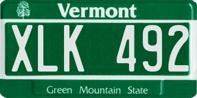 VT license plate XLK492