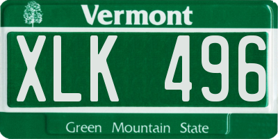 VT license plate XLK496