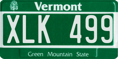 VT license plate XLK499