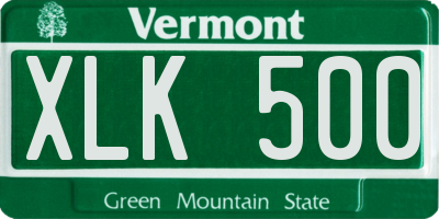 VT license plate XLK500