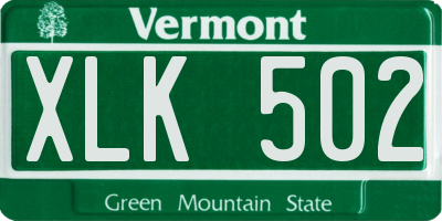 VT license plate XLK502