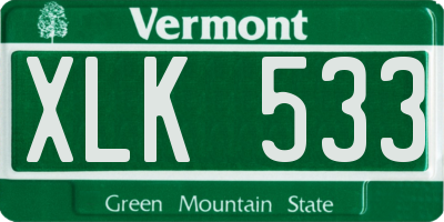 VT license plate XLK533