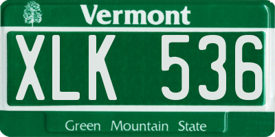 VT license plate XLK536
