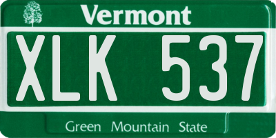 VT license plate XLK537