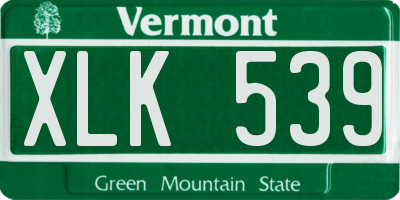 VT license plate XLK539