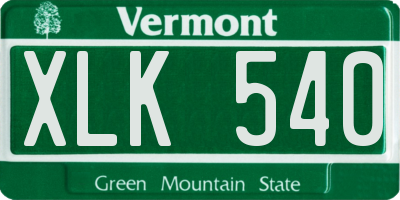 VT license plate XLK540