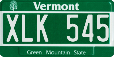 VT license plate XLK545