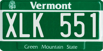 VT license plate XLK551