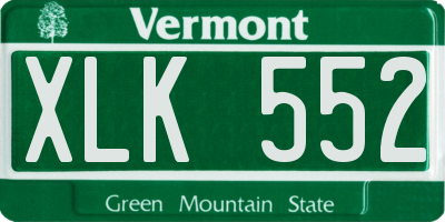 VT license plate XLK552