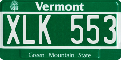 VT license plate XLK553
