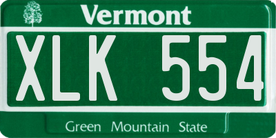 VT license plate XLK554