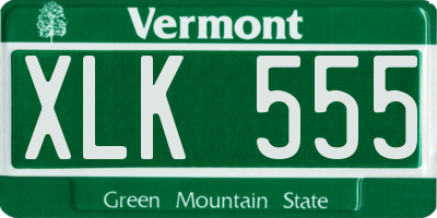 VT license plate XLK555