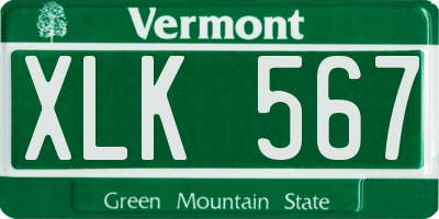 VT license plate XLK567