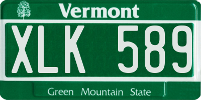 VT license plate XLK589