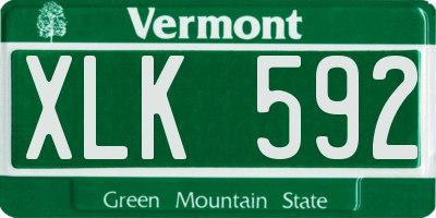 VT license plate XLK592