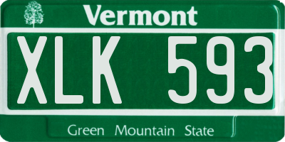 VT license plate XLK593
