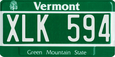 VT license plate XLK594